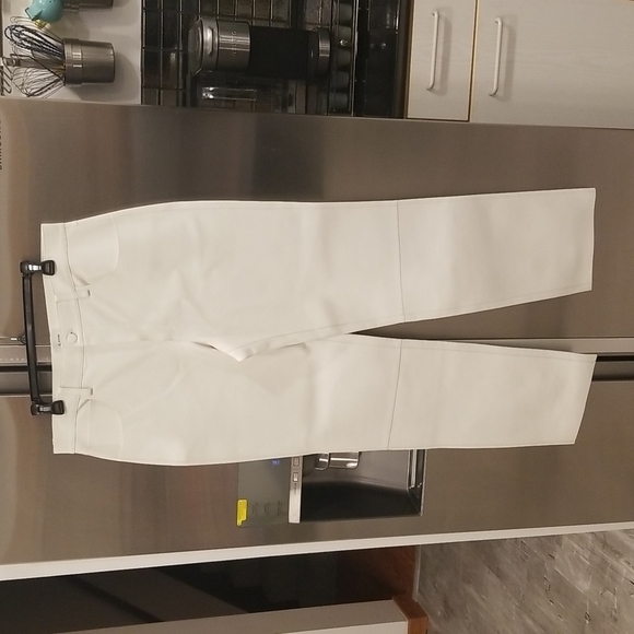 💕ST. JOHN💕 100% Leather Pants High Rise ~ Ecru White 12 NWOT - Picture 1 of 10